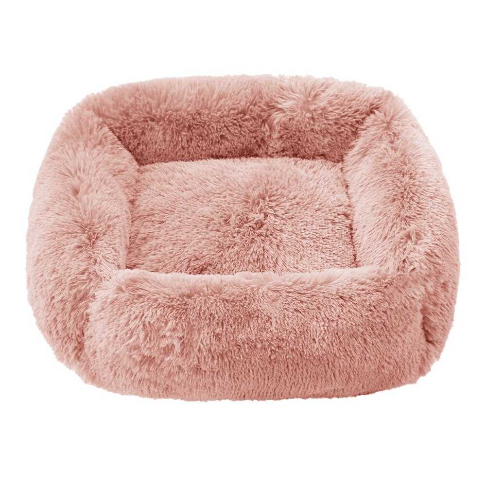 Comfortable Dog Bed Sleeping Pad Soft Cat Bed Square Pillow Bed Fluffy Plush Puppy Cushion Pet Supplies - Leather Pink / XL 75x65cm