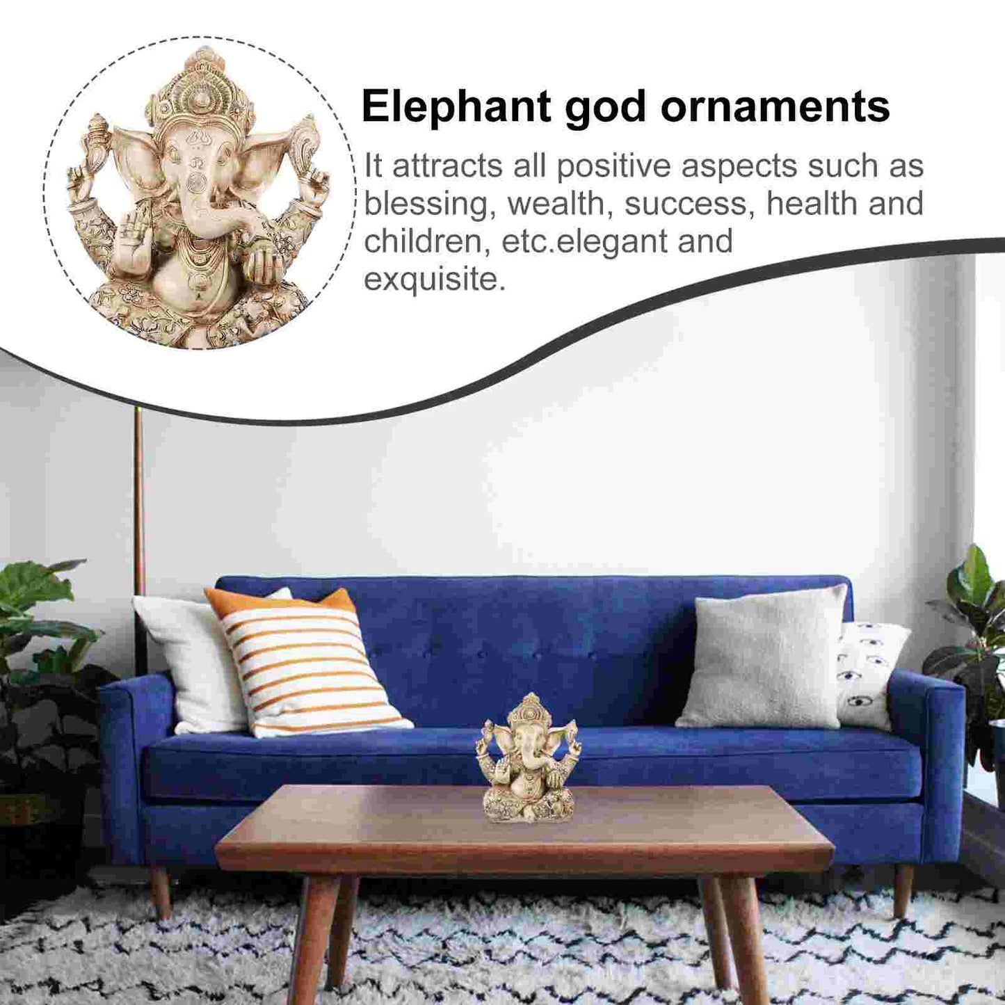 Resin Lord Ganesha Decoration Elephant God Statue Wealth Sculpture Gifts