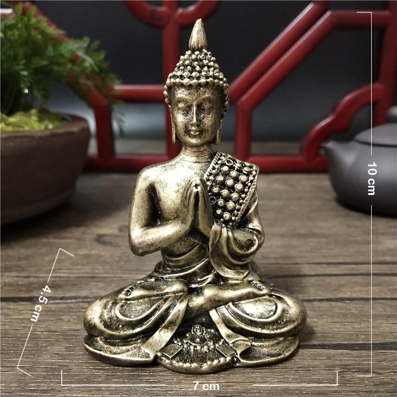 Thailand Buddha Statues Home Decoration Bronze Color Resin Crafts Meditation Buddha Sculpture Feng Shui Figurines Ornaments - Bronze3