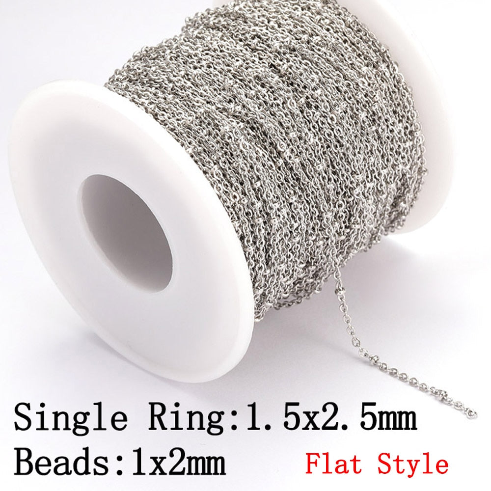 No Fade 2Meters Stainless Steel Chains for Jewelry Making DIY Necklace Bracelet Accessories Gold Chain Lips Beads Beaded Chain - K-Steel 1.5x2.5mm