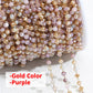 1meter Crystal Stone Stainless Steel Chain Red Purple Beaded Chains for Necklace Bracelet Sweater Chain Jewelry Making DIY - Purple Yellow-Gold / 3.5mm Beads
