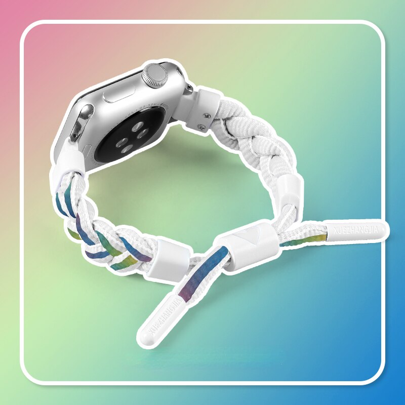 Nylon Woven Strap for Apple Watch Band Sports 45mm 41mm 40mm 38mm Loop Color-blocking Bracelet For iWatch 8 7 6 5 SE Watchband