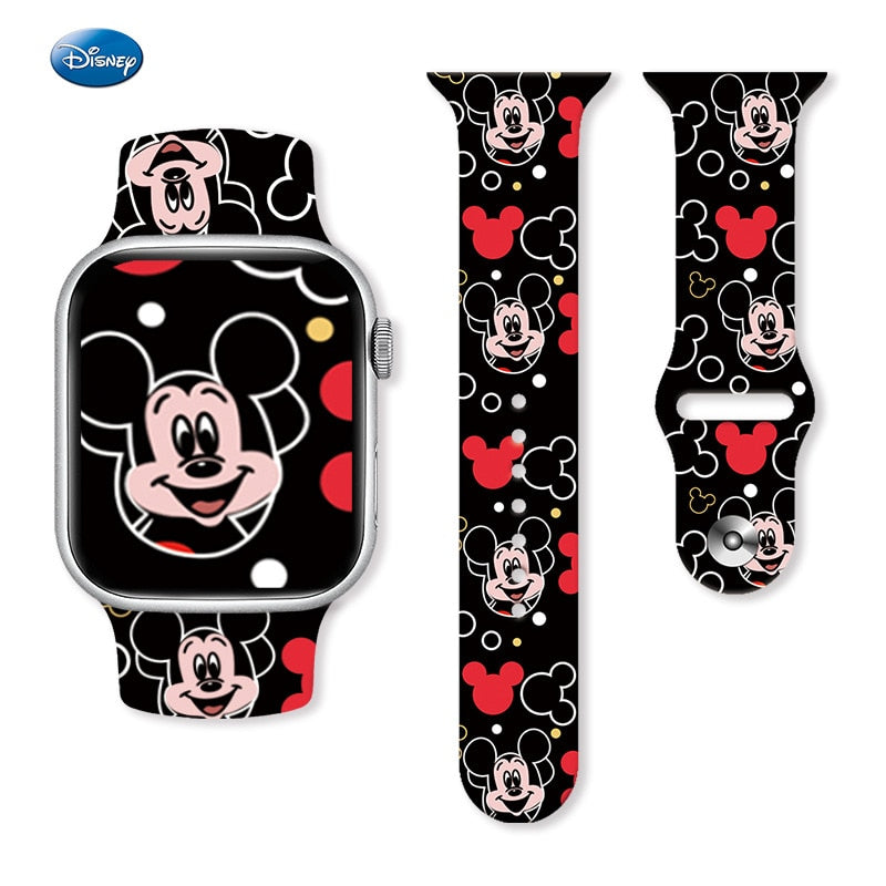 Cartoon Disney Mickey Minnie Mouse Printed Silicone Strap for Watch Band 38/40/41mm 42/44/45mm Bracelet Apple Watch 6 5 4 3 SE 7 - 7 / 38 40 41 mm - 7 / 42 44 45 49 mm