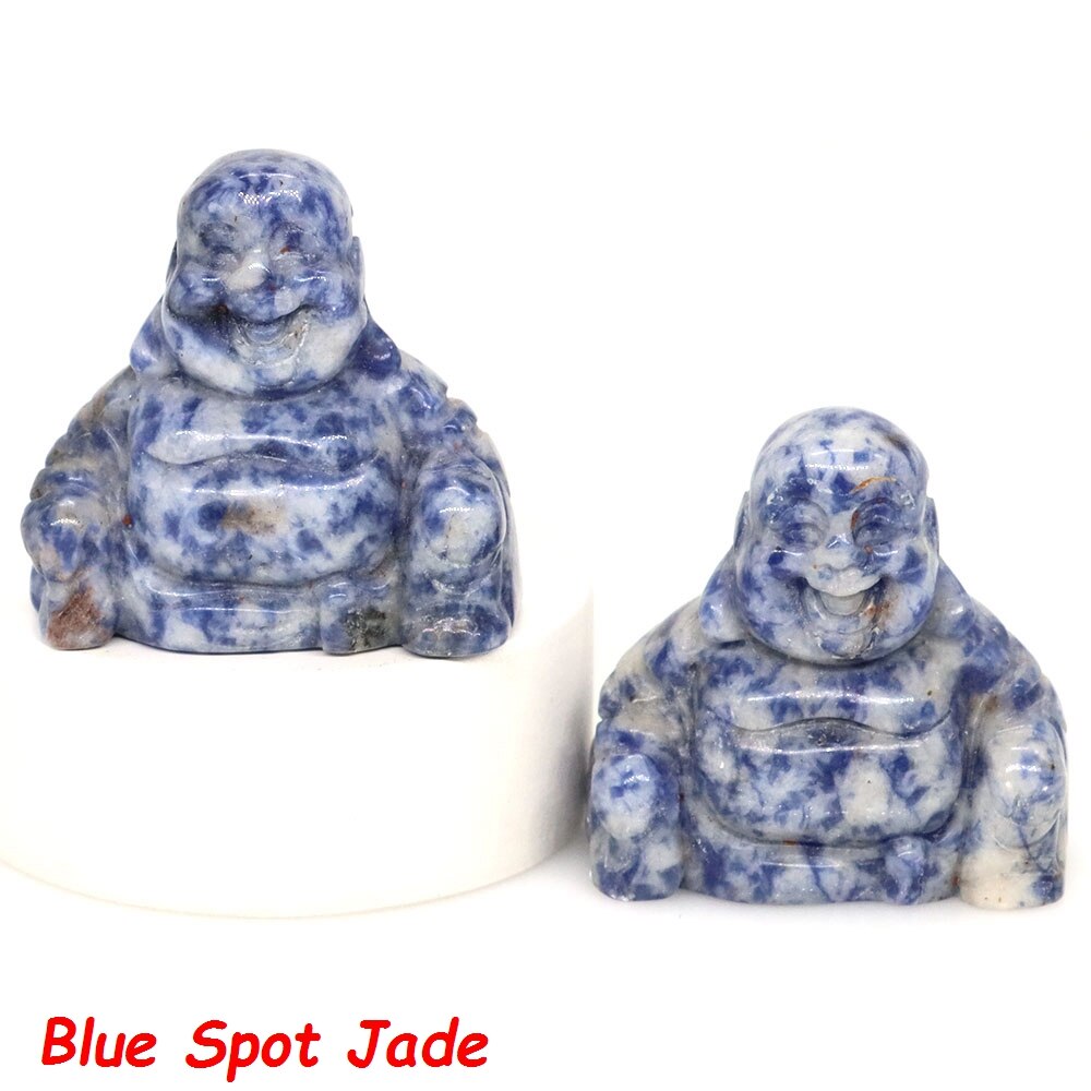 36mm Buddha Statue Natural Healing Crystals Reiki Chakra Spiritual Hand Carved Stones Maitreya Figurines Crafts Home Lucky Decor - Blue Spot Jade / 1 PC - Blue Spot Jade / 5 PCS - Blue Spot Jade / 10 PCS - Blue Spot Jade / 20 PCS
