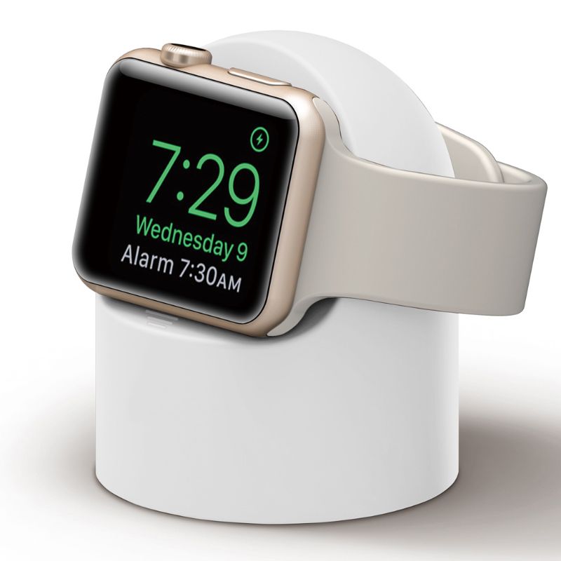 Silicone Charger Stand For Apple Watch Series 7/6/SE/5/4/3/2/1 Desk Holder Bracket For iWatch (45/44/42/41/40/38mm)  Accessories - white stand