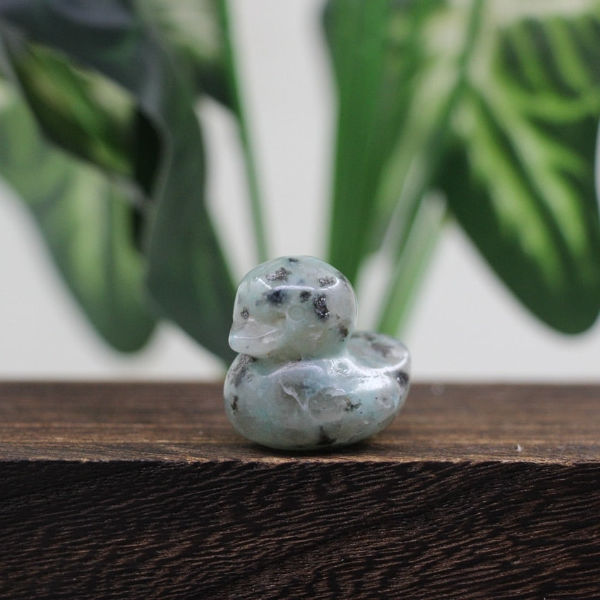 1.2 Inch Cute Duck Statue Crafts Home Decor Reiki Healing Crystal Carved Gemstone Figurine Opalite Quartz Small Animal Kid Gifts - Sesame Jasper