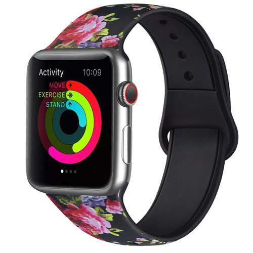 Silicone Band For Apple Watch Strap 45mm 41mm 44mm 40mm 42mm 38mm Pattern Printed Watchband For iWatch 8 7 6 5 4 3 2 Se Bracelet - China / Red Flower / 38mm 40mm 41mm|S-M - China / Red Flower / 42mm 44mm 45mm|S-M - China / Red Flower / 38mm 40mm 41mm|M-L - China / Red Flower / 42mm 44mm 45mm|M-L