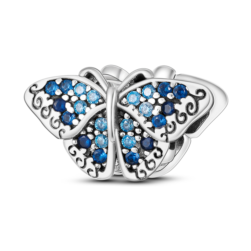 100% 925 Sterling Silver Firefly Charms Evil Eye Hot Air Balloon Blue Charms Fit Pandora Original Bracelet DIY Jewelry Making - KJC254