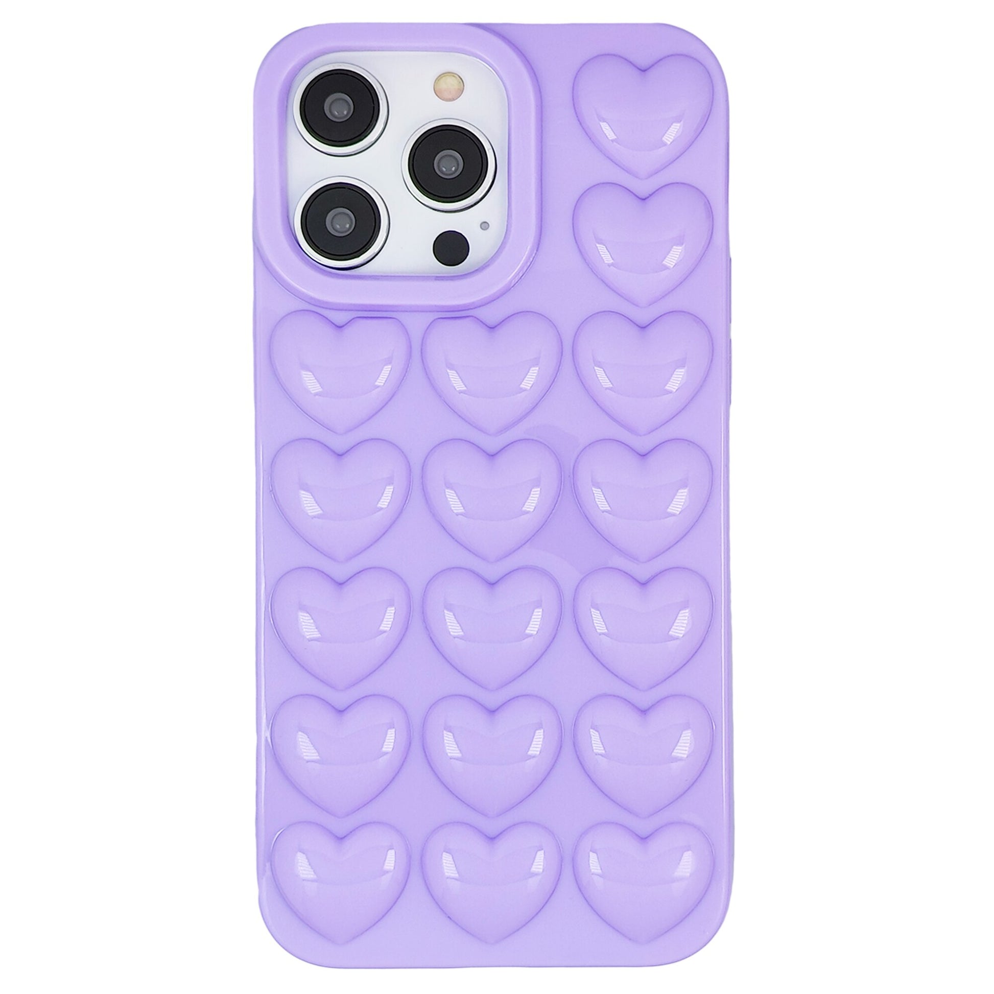 for iPhone 14 13 Pro Max Plus Mini Case 3D Bubble Pop Heart Super Cute Girly for Women Soft Cover Baby Pink Lavender Black Clear