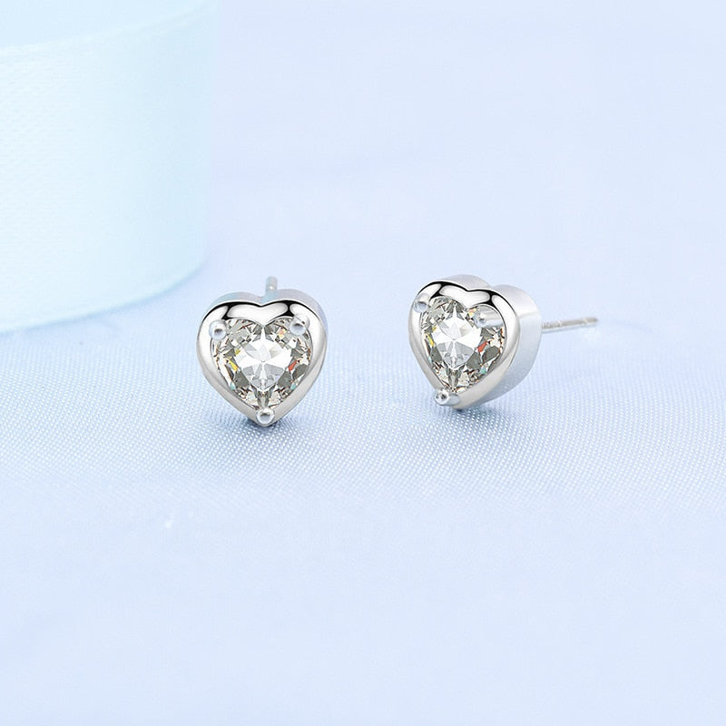 925 Sterling Silver Jewelry Women Fashion Cute Tiny Clear Crystal CZ Stud Earrings Gift for Girls Teens Lady - ED047