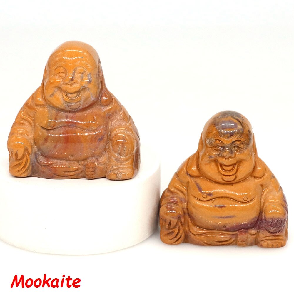 36mm Buddha Statue Natural Healing Crystals Reiki Chakra Spiritual Hand Carved Stones Maitreya Figurines Crafts Home Lucky Decor - Mookaite / 1 PC - Mookaite / 5 PCS - Mookaite / 10 PCS - Mookaite / 20 PCS