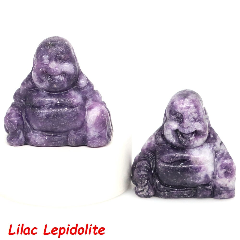 36mm Buddha Statue Natural Healing Crystals Reiki Chakra Spiritual Hand Carved Stones Maitreya Figurines Crafts Home Lucky Decor - Lilac Lepidolite / 1 PC - Lilac Lepidolite / 5 PCS - Lilac Lepidolite / 10 PCS - Lilac Lepidolite / 20 PCS