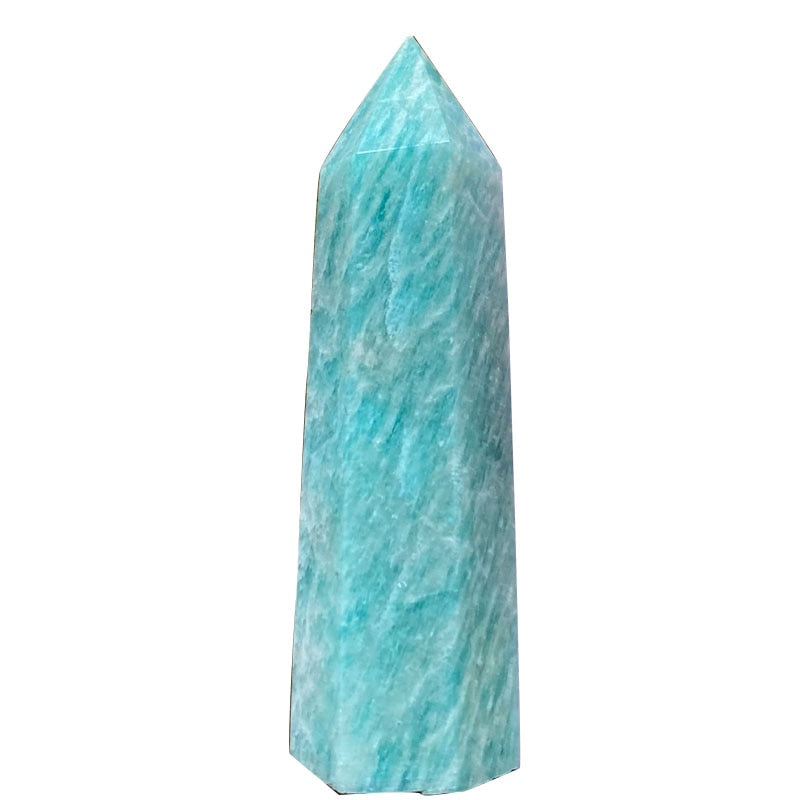 Natural Amazonite and Smoky Quartz Symbiotic Crystal Point Healing Stone Obelisk for Home Decor Pyramid Crystal Energy Stone