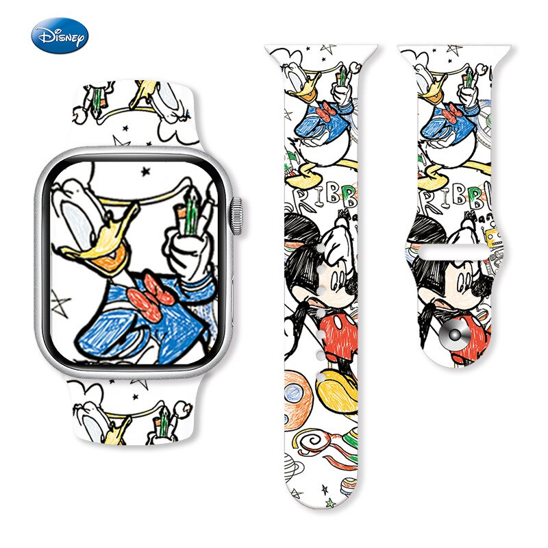 Cartoon Disney Mickey Minnie Mouse Printed Silicone Strap for Watch Band 38/40/41mm 42/44/45mm Bracelet Apple Watch 6 5 4 3 SE 7 - 12 / 38 40 41 mm - 12 / 42 44 45 49 mm