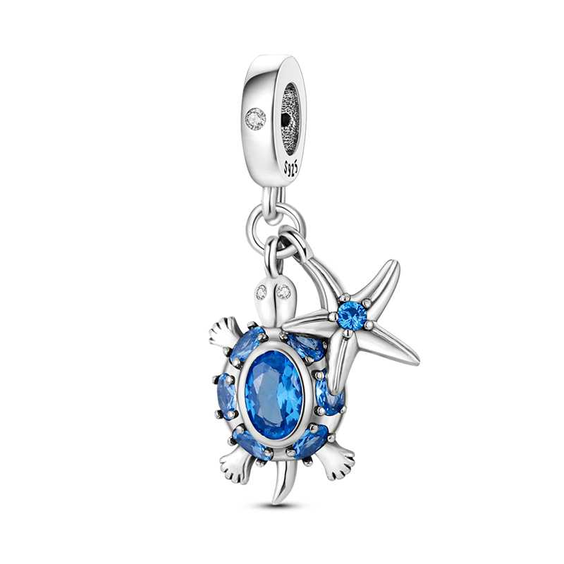 100% 925 Sterling Silver Firefly Charms Evil Eye Hot Air Balloon Blue Charms Fit Pandora Original Bracelet DIY Jewelry Making - KJC247