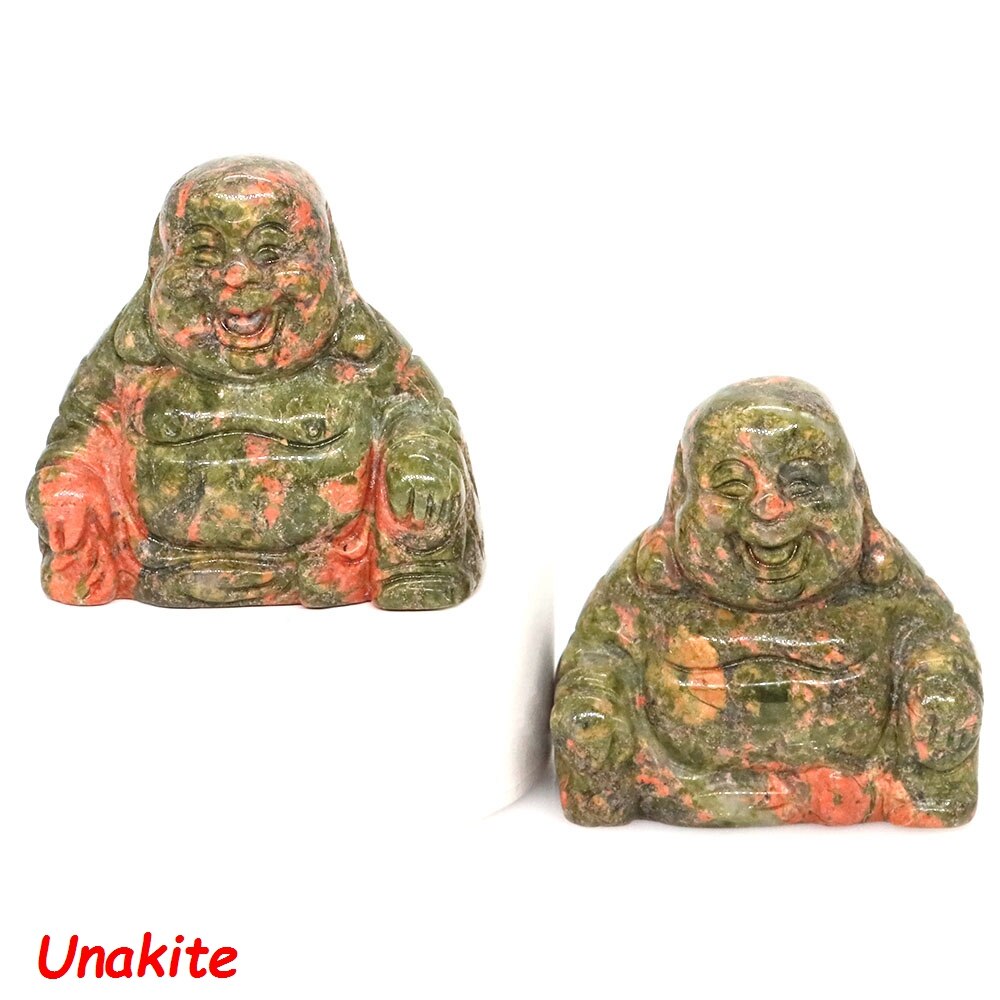 36mm Buddha Statue Natural Healing Crystals Reiki Chakra Spiritual Hand Carved Stones Maitreya Figurines Crafts Home Lucky Decor - Unakite / 1 PC - Unakite / 5 PCS - Unakite / 10 PCS - Unakite / 20 PCS