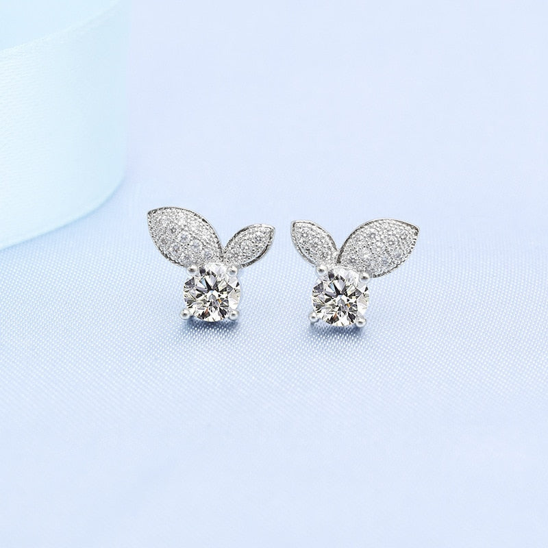 925 Sterling Silver Jewelry Women Fashion Cute Tiny Clear Crystal CZ Stud Earrings Gift for Girls Teens Lady - ED044