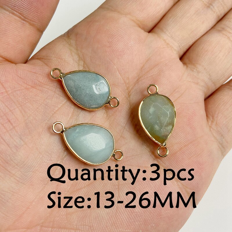 Natural Stone Amazonite Pendant Blue Semi-precious Pendants Connector Charm Make Jewelry Necklace Earring Accessories Finding - NO.6