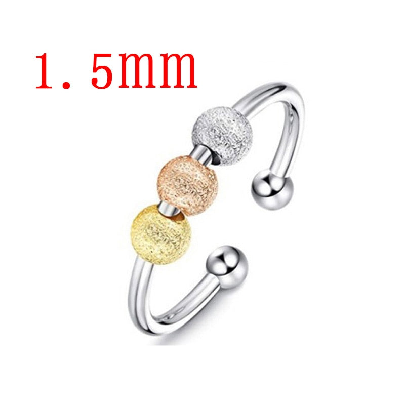 Bohemian Rainbow Beads Anxiety Ring Rotate Freely Anti Stress Fidget Spinner Rings For Women Girls Fashion Wedding Jewelry - RI22Y0179-13