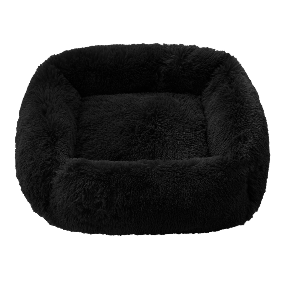 Comfortable Dog Bed Sleeping Pad Soft Cat Bed Square Pillow Bed Fluffy Plush Puppy Cushion Pet Supplies - black / L 65x55cm