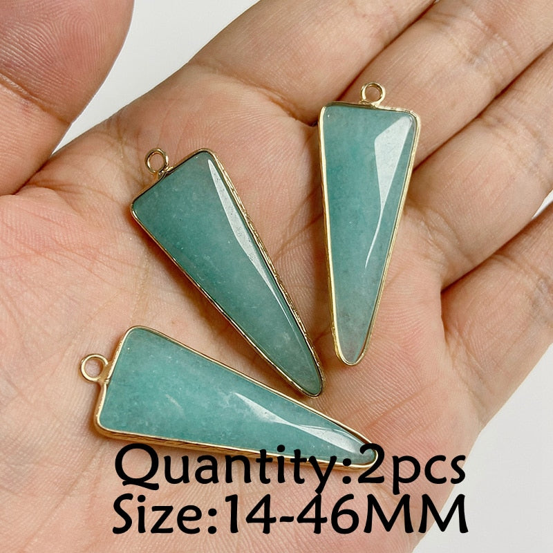Natural Stone Amazonite Pendant Blue Semi-precious Pendants Connector Charm Make Jewelry Necklace Earring Accessories Finding - NO.29