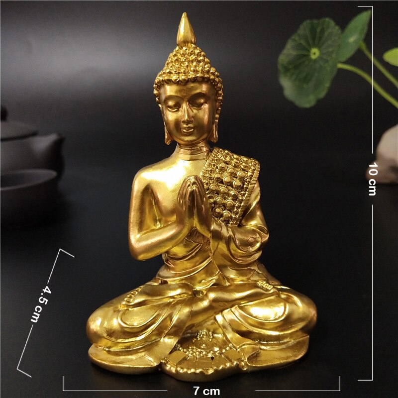 Thailand Buddha Statues Home Decoration Bronze Color Resin Crafts Meditation Buddha Sculpture Feng Shui Figurines Ornaments