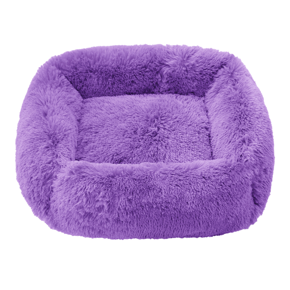 Comfortable Dog Bed Sleeping Pad Soft Cat Bed Square Pillow Bed Fluffy Plush Puppy Cushion Pet Supplies - Purple / L 65x55cm
