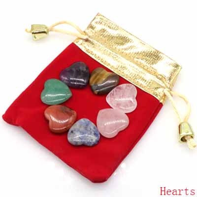 14PC/Set 7 Chakra Point Natural Stone And Crystals Gemstone Crafts Gift Box Reiki Healing Energy Mineral Home Decor Wholesale - 7pcs Hearts / 1 set - 7pcs Hearts / 5 set - 7pcs Hearts / 10 set