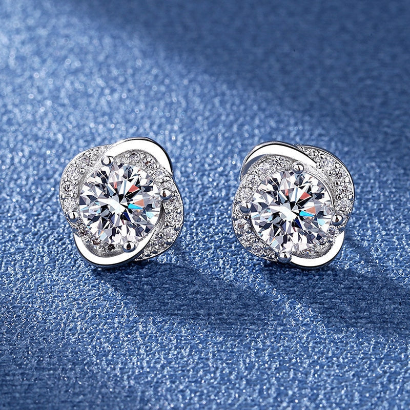 925 Sterling Silver Jewelry Women Fashion Cute Tiny Clear Crystal CZ Stud Earrings Gift for Girls Teens Lady - ED095