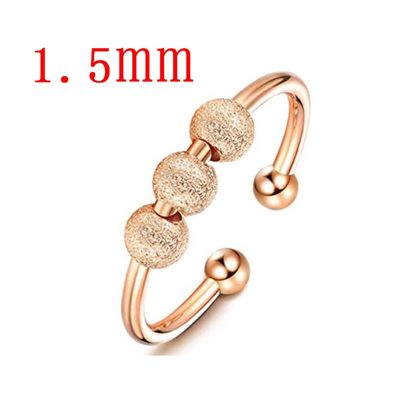 Bohemian Rainbow Beads Anxiety Ring Rotate Freely Anti Stress Fidget Spinner Rings For Women Girls Fashion Wedding Jewelry