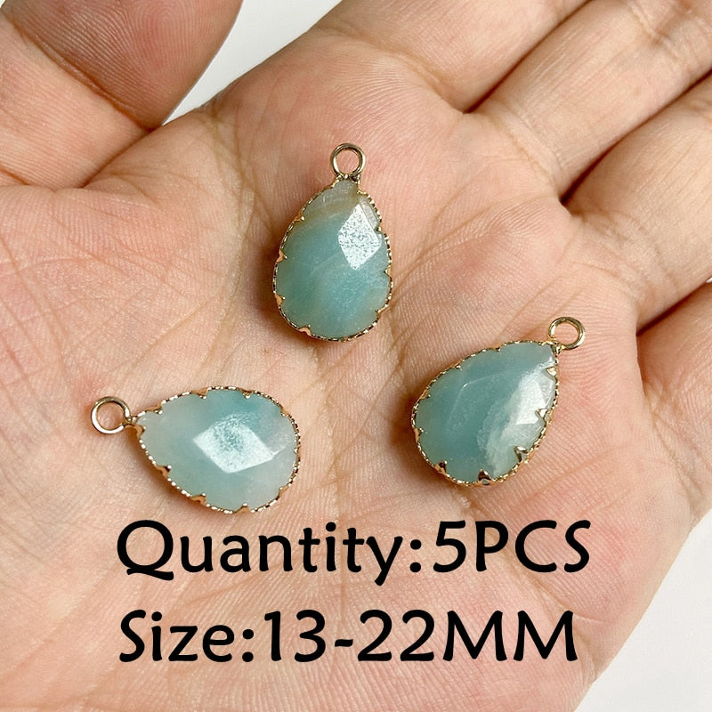 Natural Stone Amazonite Pendant Blue Semi-precious Pendants Connector Charm Make Jewelry Necklace Earring Accessories Finding - NO.1