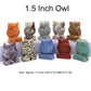 10PCS/ Set Mix Natural Stones Animal Statue Healing Crystal Plant Figurine Gemstone Carved Angel Wicca Craft Decor Wholesale Lot - Owl 1.5 IN