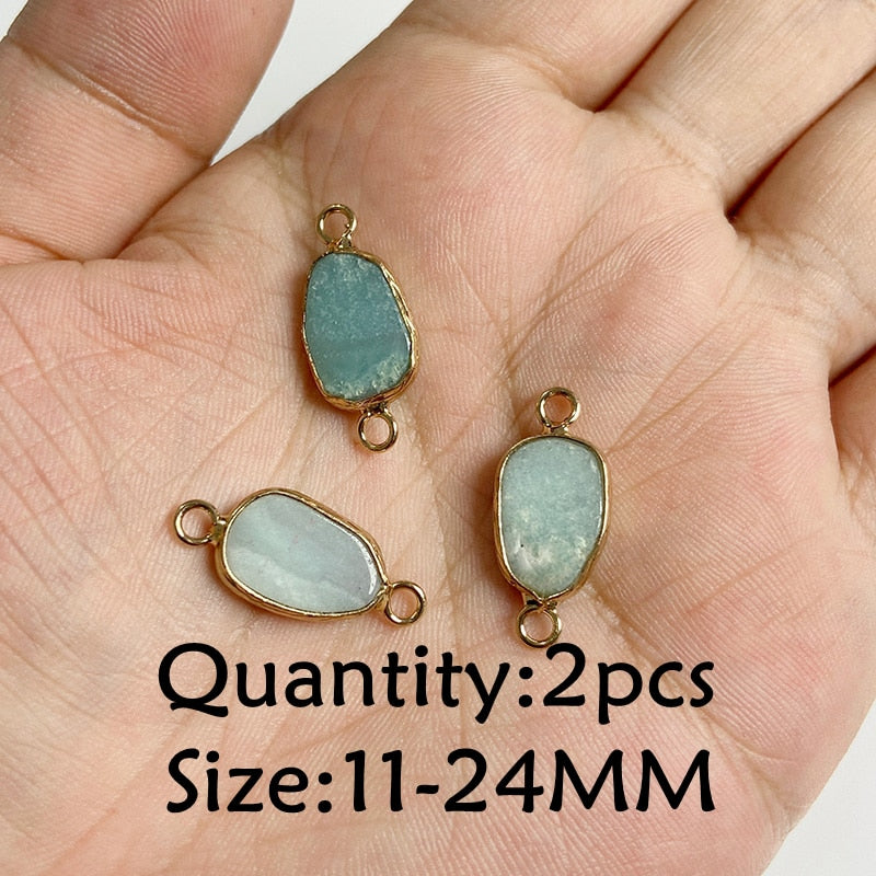 Natural Stone Amazonite Pendant Blue Semi-precious Pendants Connector Charm Make Jewelry Necklace Earring Accessories Finding - NO.9