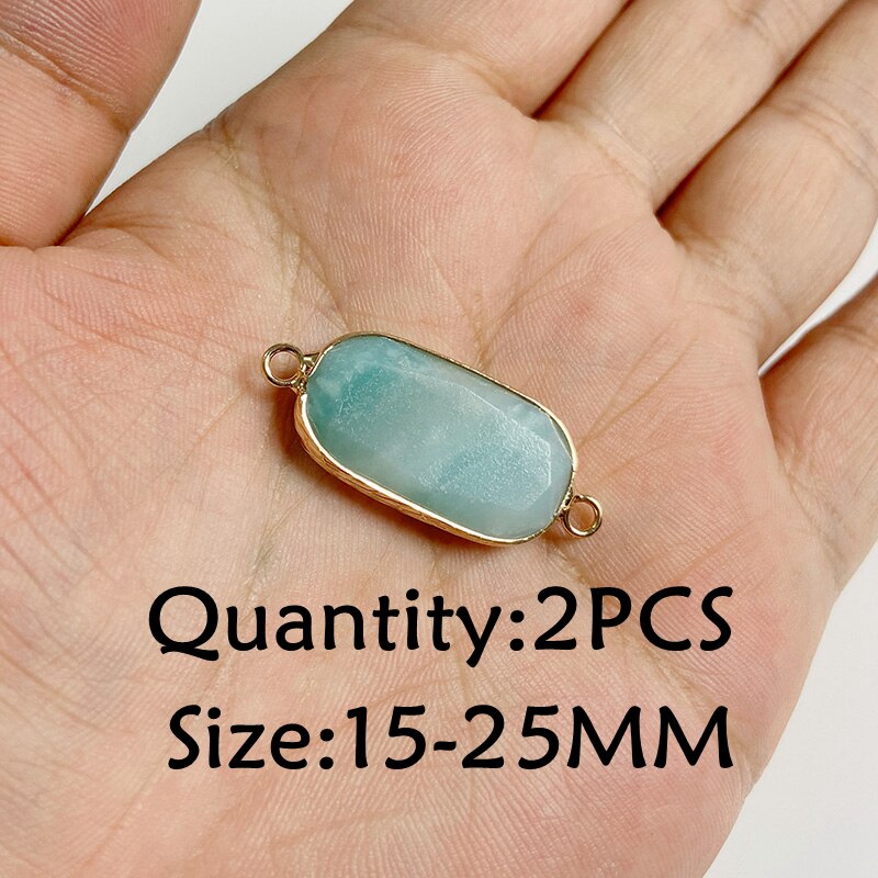 Natural Stone Amazonite Pendant Blue Semi-precious Pendants Connector Charm Make Jewelry Necklace Earring Accessories Finding - NO.15
