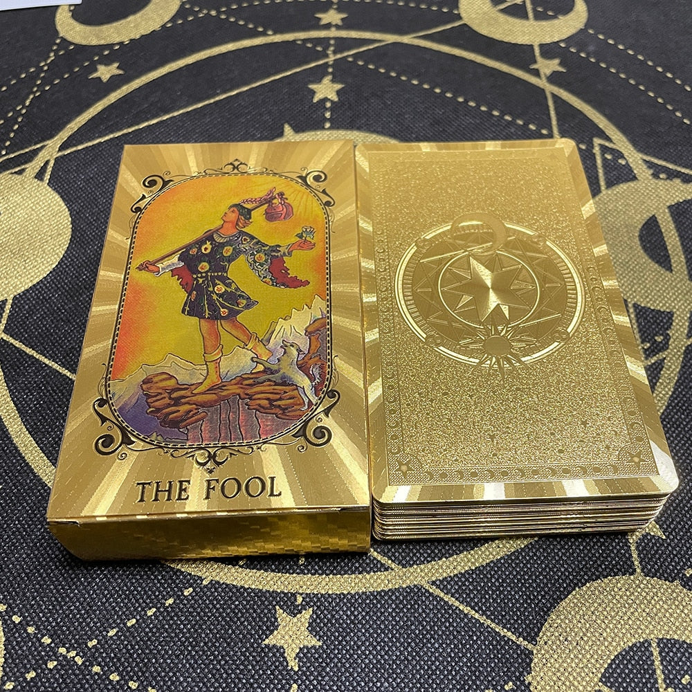 Golden High Quality 12x7cm Tarot Divination Cards Classic for Beginners with Guidebook Big Size Board Deck Runes Divination - A277