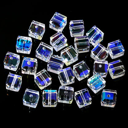 50/100PCS 4/6/8mm Crystal Beads AB Colorful Cube Austria Beads for Jewelry Making Glass Beads DIY Bracelet Earrings Necklace - Color 1 / China / 4mm-100PCS - Color 1 / China / 6mm-100PCS - Color 1 / China / 8mm-50PCS