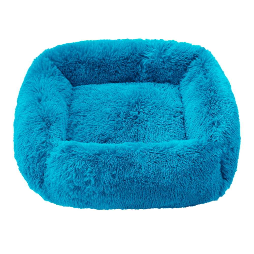 Comfortable Dog Bed Sleeping Pad Soft Cat Bed Square Pillow Bed Fluffy Plush Puppy Cushion Pet Supplies - blue / XL 75x65cm