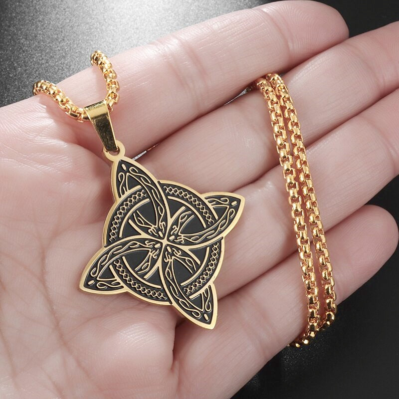 Magic Witch Necklace Women\\'s Vintage Blood Pack Removable Witch Wand Pendant Cosplay Jewelry Couple New Lover Gift - AL19040-Gold