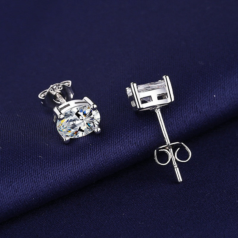 925 Sterling Silver Jewelry Women Fashion Cute Tiny Clear Crystal CZ Stud Earrings Gift for Girls Teens Lady - XL002