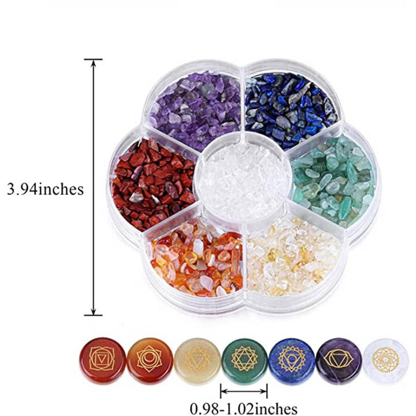 Healing Stone Reiki Chakra Crystal Set Crystal Wicca Stones Kit Polished Pocket Chip Reiki Spiritual Products Meditation Gift