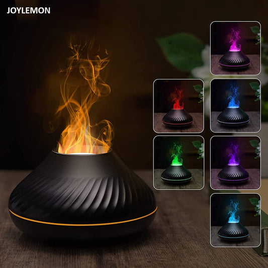Fire Effect Air Diffuser Aromatherapy Essential Oil Diffusers Ultrasonic Cool Mist Vaporizer 7 Color Flame Diffuser Humidifier