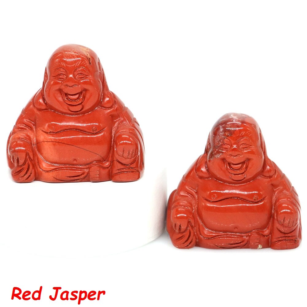36mm Buddha Statue Natural Healing Crystals Reiki Chakra Spiritual Hand Carved Stones Maitreya Figurines Crafts Home Lucky Decor - Red Jasper / 1 PC - Red Jasper / 5 PCS - Red Jasper / 10 PCS - Red Jasper / 20 PCS