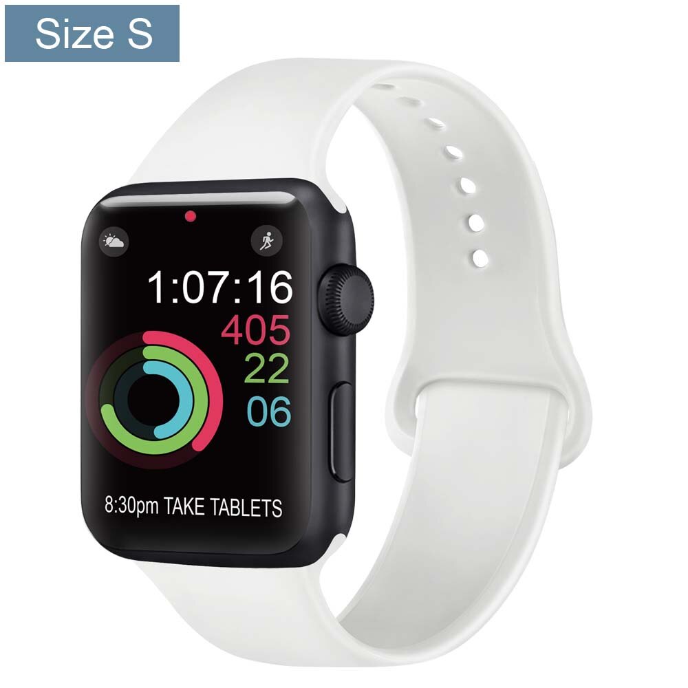 Silicone Bracelet Band For Apple Watch Strap 8 7 6 5 4 3 2 SE 42MM 38MM 44MM 40MM Strap For iWatch 41MM 45MM Smart Watch correa - Size S White / 38mm 40mm 41mm - Size S White / 42mm 44mm 45mm
