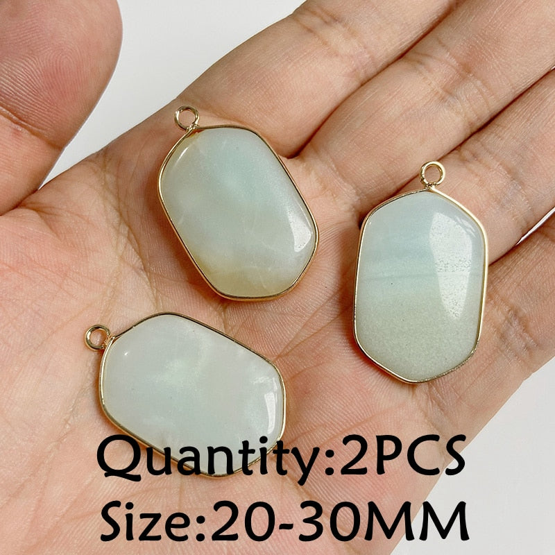 Natural Stone Amazonite Pendant Blue Semi-precious Pendants Connector Charm Make Jewelry Necklace Earring Accessories Finding - NO.14