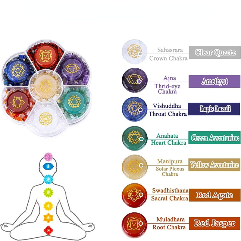 Healing Stone Reiki Chakra Crystal Set Crystal Wicca Stones Kit Polished Pocket Chip Reiki Spiritual Products Meditation Gift
