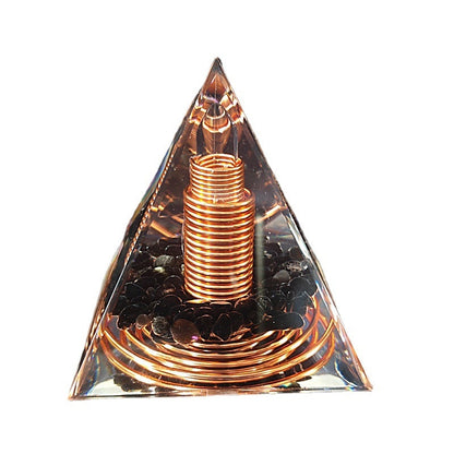 Spiral Copper Wire Orgonite Pyramid Obsidian Orgone Healing Energy Yoga Meditation Ornament - Default Title
