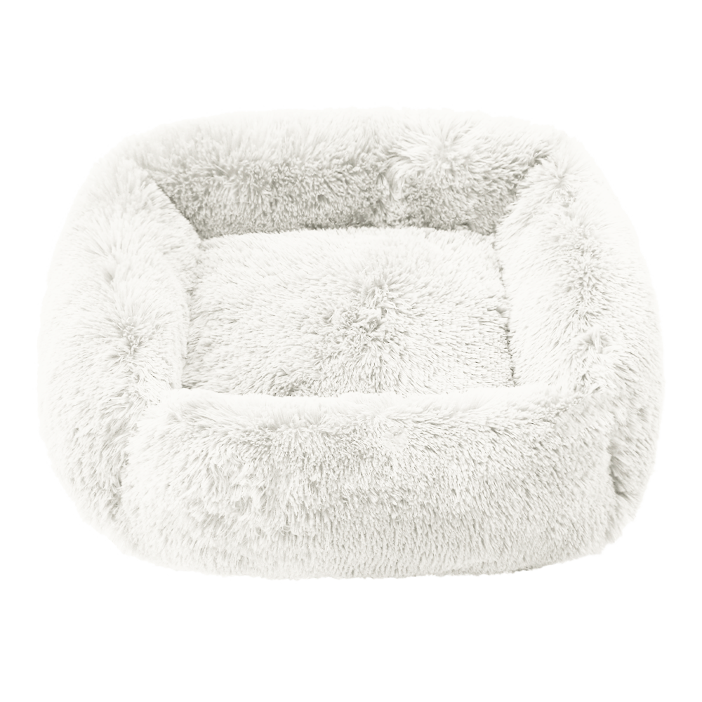 Comfortable Dog Bed Sleeping Pad Soft Cat Bed Square Pillow Bed Fluffy Plush Puppy Cushion Pet Supplies - White / L 65x55cm
