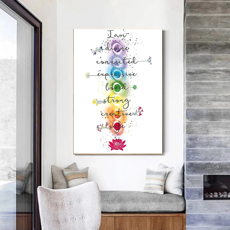 Seven Chakras Corresponding Healing Crystals Guide Canvas Paintings Posters Prints Wall Art Pictures for Yoga Room Decor Cuadros