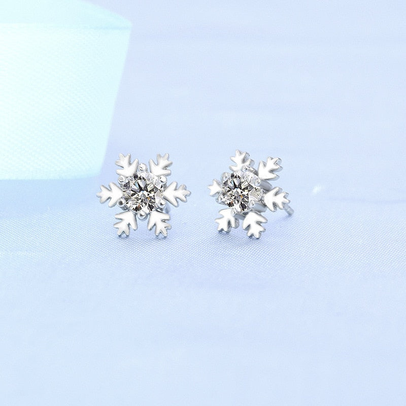 925 Sterling Silver Jewelry Women Fashion Cute Tiny Clear Crystal CZ Stud Earrings Gift for Girls Teens Lady