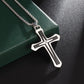 Saint St. Benedict Jesus Cross Pendant Necklace Men and Women Religious Christian Catholic Amulet Stainless Steel Jewelry - AL18939-Steel-Black